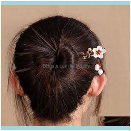 Hair Jewelry Jewelryhair Clips & Barrettes Pearl Flower Wood Hairpin Sticks Aessories Bridal Hairwear Colorful Enamel Wedding Bride Retro Dr