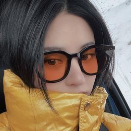 Sunglasses 2022 Modern Personality Black Orange Lens For Women Unique Designer Shades Famous Luxury Korea Sun Glasses Ladies