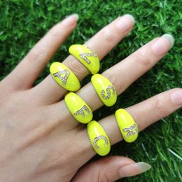 5Pcs Yellow Enamel 26 Alphabet Letter Band Ring For Women CZ Name 2021 Party Finger Jewellery Fashion