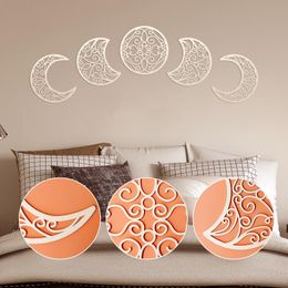 Mirrors Nordic Style Moon Phase 3D Wall Stickers Wooden Cycle Decoration Living Room Bedroom Entrance R Eclipse Decorate