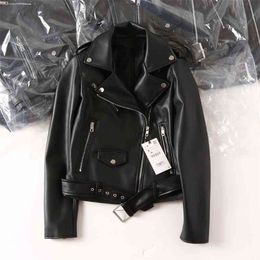 Leather Jacket Women Spring Autumn Coat Faux PU Bike Moto Lady Casual Street Outwear 210430