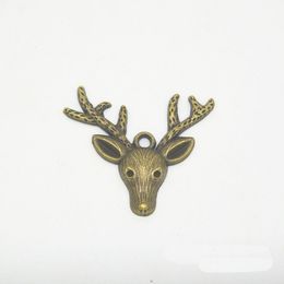 RAINXTAR Alloy Two Tone Deer Vintage Animal Charms For Christmas Day 50pcs AAC1355