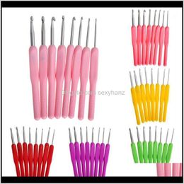 Notions Tools Apparel Drop Delivery 2021 Aluminium Hooks Sewing Accessories Plastic Handle Crochet Hook Knitting Needle 2Dot56Mm Diy Art Craft