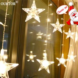 Strings Christmas Star String Fairy Lights Curtain 2.5M Led Garland Decorations For Tree Home Party Wedding Holiday Indoor
