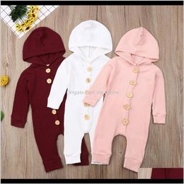 Rompers Jumpsuitsrompers Clothing Baby Maternity Drop Delivery 2021 Kids Baby Girl Boy Long Sleeve Hooded Romper Jumpsuit Overall Casual Clot