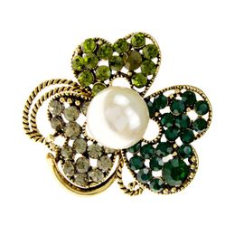 Pins, Brooches CINDY XIANG Rhinestone Clover Brooch Pin 2 Colors Available Plant Jewelry