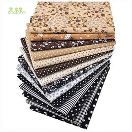 Chainho,14pcs/Lot,Plain Thin Cotton Fabric,Coffee&Black Patchwork Clothes For DIY Quilting&Sewing Fat Quarters Material,50x50cm 210702