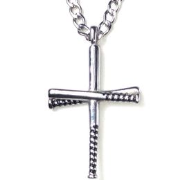 wholesale black bat pro sports Titanium Sport Accessories Stainless Steel Baseball Cross Women and Men Bible Verse Necklace Christian Religion Jewellery Gift