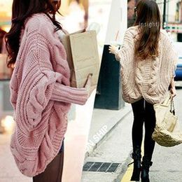 Women's Sweaters Wholesale- 2022 Fashion Women Casual Korea Loose Shawl Batwing Sleeves Lady Knit Sweater Coat Woollen Cardigans Jacket