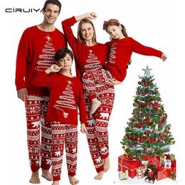 CIRUIYA Matching Christmas Pyjamas Sets For Family Xmas Outfit Women's Home Wear Art Tree Sleepwear Children Clothes 211215