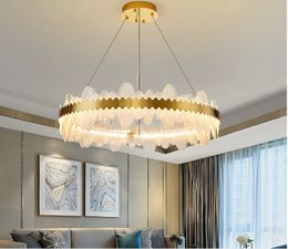 Round light luxury glass lamp living room wave shaped chandelier bedroom simple creative restaurant personality