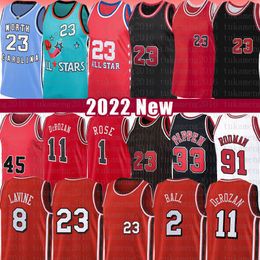 Lonzo Ball Demar DeRozan Derrick Rose Mens Shirts 23 Zach LaVine Scottie Pippen Dennis Rodman 75th anniversary City