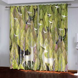 2021 Customise European Style Window Curtain Living Room Abstract woods Curtains For Bedroom Luxury Drapes Cortinas