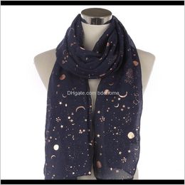 Wraps Hats, Scarves & Gloves Fashion Aessories Drop Delivery 2021 Design Women Black Grey Navy Metallic Gold Foil Glitter Floral Tree Branche