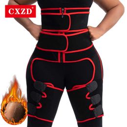 CXZD 3-in-1 Hip Enhancer Running Fitness Weight Loss Double Compression Butt Lifter Shaper Waist Slimming Thigh Trimmer Belt X0713