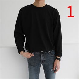 Men's Long Sleeve T-Shirt Autumn Trend Bottoming Shirt Cotton Solid Colour Clothes 210420