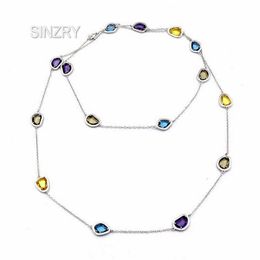 SINZRY Luxury glass artificial crystal Long sweater necklaces geometry shinning colorful creative costume jewelry accessory