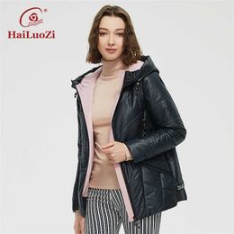 HaiLuoZi Spring Jacket Hits Colour Slim Fashion Casual Short Parka Autumn Coat Women Zipper Outwear Hooded Ladies Jackets 56 211008