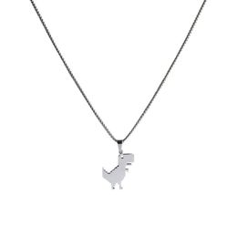 Vintage Titanium steel Dinosaur Pendant Necklace Goth Chain Cute Cartoon Design Charm Choker Necklaces for Women men Cool HipHop Jewellery Neck