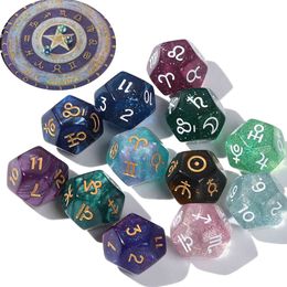 3Pcs Creative Dice 12-Sided Astrology Zodiac Signs Acrylic For Constellation Divination Toys Entertainment Board Game