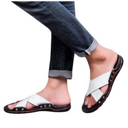 Sandals Flip Flops Men Leather Shoes Cork Beach Slippers Summer Outdoor Slides Klapki Damskie#3