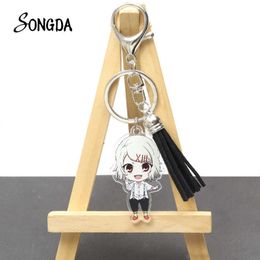 Anime Tokyo Ghoul Tassel Acrylic Pendant Keychain Holder Cute Kaneki Ken Cartoon Figures Key Chain Keyrings for Bag Car Jewellery G1019