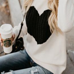 foreign trade women's wear style knit sweater and American autumn/winter plus-size love sweater women 210812