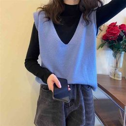 Vest sweater women spring and autumn ins simple v-neck sleeveless vest 210427