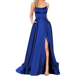 -Abiti da festa Luxiyiao 2021 Royal Blue A Line Sera Sera Lungo Elegante Prom Dress Semplice Abiti Semplici Macchia Vestidos formale Eletica