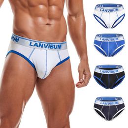 Underpants Men's Underwear Sexy Men Briefs Breathable Cotton Soft Low Waist Solid Color U Pouch Quick Dry Panties
