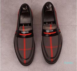 2021NEW plaid Suede Leather Men Loafer Shoes Fashion Slip On Male Shoes Casual Shoes Man Party Wedding Footwear Big Size 37-44