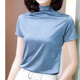 Korean Fashion Mesh Women Blouses Solid Office Lady Shirt and Blouse Long Sleeve Blusas Largas Plus Size XXXL Womens Sexy Tops 210531