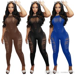 Sexy Womens Jumpsuits 2022 Neue Ankünfte Strampler Frühling Nachtclub Wear Aushöhlen Verbrennte Blume Sexy Nachtclub Bodysuits