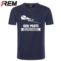Real Pilots Need No Engines Sailplane Or Glider design summer men short sleeve t-shirt print man cotton t shirt t shirt Brand 210409