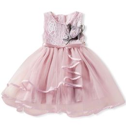 Retail Summer Princess Dress For Girls Lace Flower Sleeveless Children Clothing 1-5 Years E88431 210610