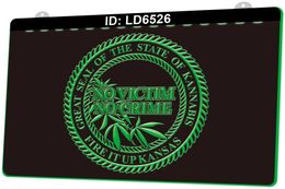 LD6526 Great Seal of the State No Victim Crime Fire It up Kansas 3D Light Sign Engraving LED Wholesale Retail