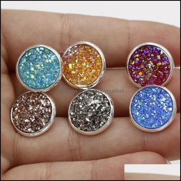 Stud Earrings Jewellery Bk 12Mm Round Druzy Stone Bling Drusy Resin Sier For Women & Ladies Fashion Handmade Gift Drop Delivery 2021 Sbkym