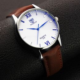 needle scaler Canada - Wristwatches Yazole Men's Watch Simple Hook Needle Business Roman Scale Male Soft Leather Watches Quartz Clock Relogio Masculino