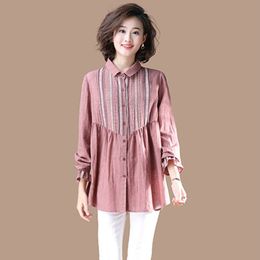 High Quality Women Casual Blouses Shirts New Spring Fashion Flare Sleeve 100% Cotton Female Tops Shirts Plus Size P279 210412