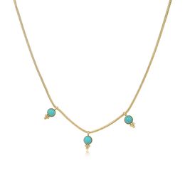 Statement Women Choker Necklace with Turquoise Elegant 14K Stainless Steel Snake Chain Necklace Choker Collar Jewellery Gift