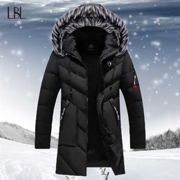 Winter Jacket Men Fashion Fur Hooded Male Parka Jacket Mens Solid Thick Jackets Cotton Coats Man Fleece Parkas Windbreaker 211008