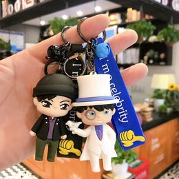 Creative Cartoon Detective Conan Keychain Cosplay Figure Anime Keychains Cute Couples Pendant Keyring For Men Women Gift