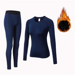 Winter Thermal Underwear Women Quick Dry Anti-microbial Stretch Plus velvet Thermo Underwear Sets Female Warm Long Johns 211211