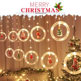 Christmas Curtain String Lights 125 LED 10Pcs Santa Fairy Lights USB Powered Hanging Ornaments for Indoor Outdoor Xmas Tree Patio Bedroom Decor