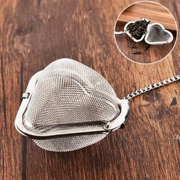 Stainless Steel Tea Infuser Heart Shape Locking Tea Leaf Spice Strainer Tea Mesh Filter Kitchen Accessories Tools LLF12008