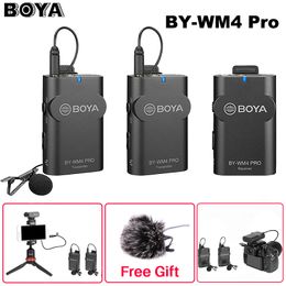 Boya BY-WM4 Pro K1/K2 Dual Channel 2.4G Wireless Studio Condenser Microphone Lavalier Interview Mic DRLR Cameras