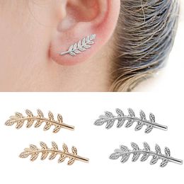 Fashion Vintage Exquisite Metal Golden Leaf Hook Earrings Stud Earrings for Women Ear Jewelry
