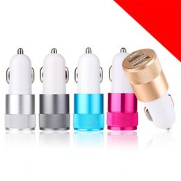 Metal Dual USB Port Car Adapter Charger Universal Aluminium 2-port Cars Chargers USB for Apple iPhone iPad iPod / Samsung Galaxy Droid Nokia