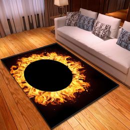 Carpets 3D Football Carpet Dining Room Floor Cushion Living Sofa Area Rug Fire Ball Kids Parlour Home Decorative Mat