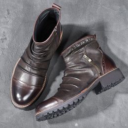 Men Leather Boots 2022 New Arrival Britsh Vintage Style Boots Shoes Mens Boots Autumn Winter Mens Ankle Plus Size